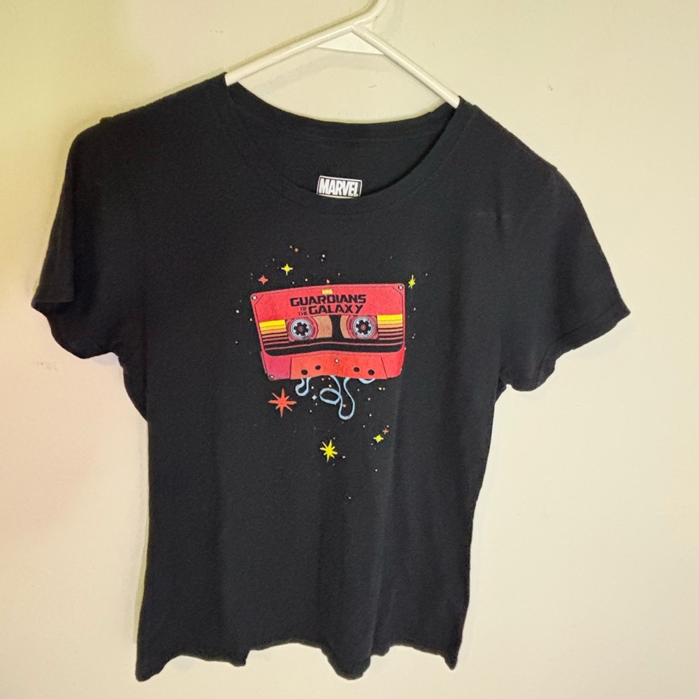 Marvel Black Short Sleeve Tee with Red Cassette Graphic